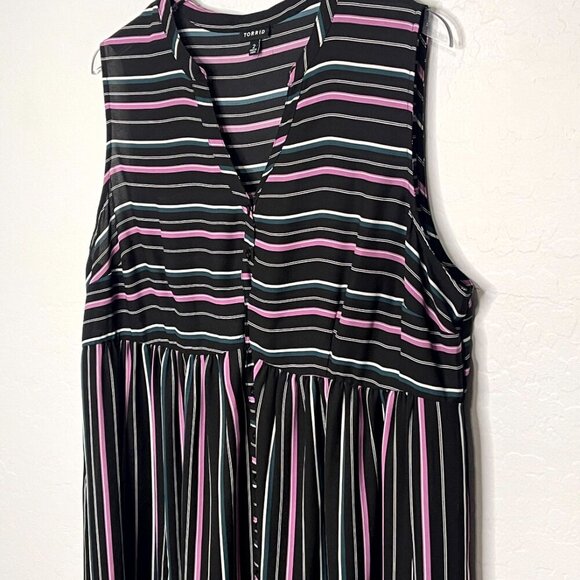 Torrid Hi Low Sheer Sleeveless Stripe Georgette Tunic 2 2X 18/20 - Picture 6 of 8